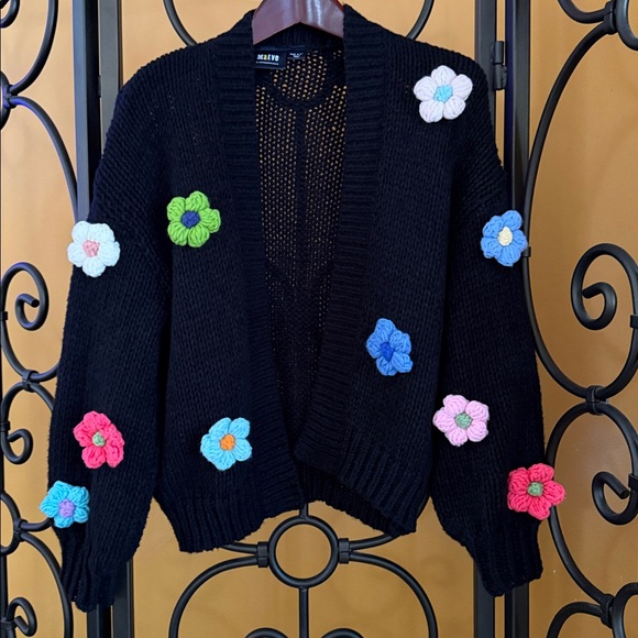 Mauve Sweaters - MAUVE Anthropologie The Susannah 3D Flower Cardigan Sweater